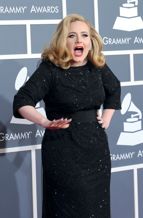 Adele  arrives at the 54th annual Grammy Awards in Los Angeles