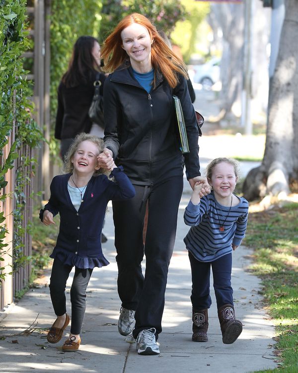 Marcia Cross Picking Up Her Daughters From School