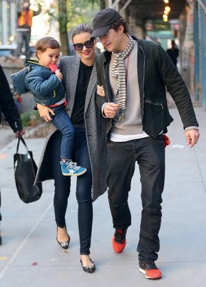 Miranda Kerr And Orlando Bloom Take Flynn For A Walk