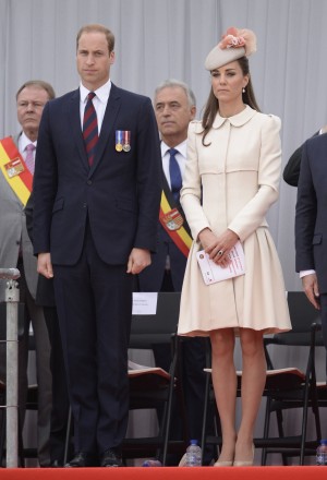 Le prince William, le duc de Cambridge et Catherine Kate Middleton, la duchesse de Cambridge lors de la cérémonie de commémoration du centenaire de la première guerre mondiale au Mémorial Interallié de Cointre à Liège en Belgique, le 4 août 2014. World War 1 100 Years Commemoration Ceremony at Le Memorial Interallie in Liege, Belgium, on August 4, 2014.