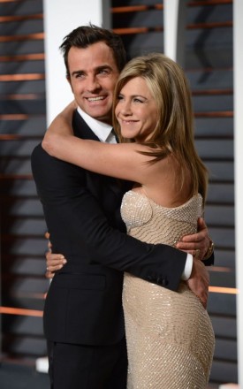 JENNIFER ANISTON + JUSTIN THEROUX @ the 2015 Vanity Fair Oscar viewing party held @ the Wallis Annenberg Center for the Performing Arts. February 22, 2015