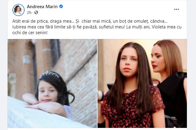 Violeta Fiica Andreei Marin È™i A Lui È™tefan BÄƒnicÄƒ ImplineÈ™te AstÄƒzi 13 Ani Ce Mesaj I A Transmis Mama Ei Stiri Vedete Si Evenimente Viva Ro