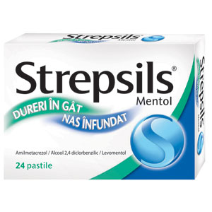 Strepsils Mentol pentru dureri in gat si nas infundat